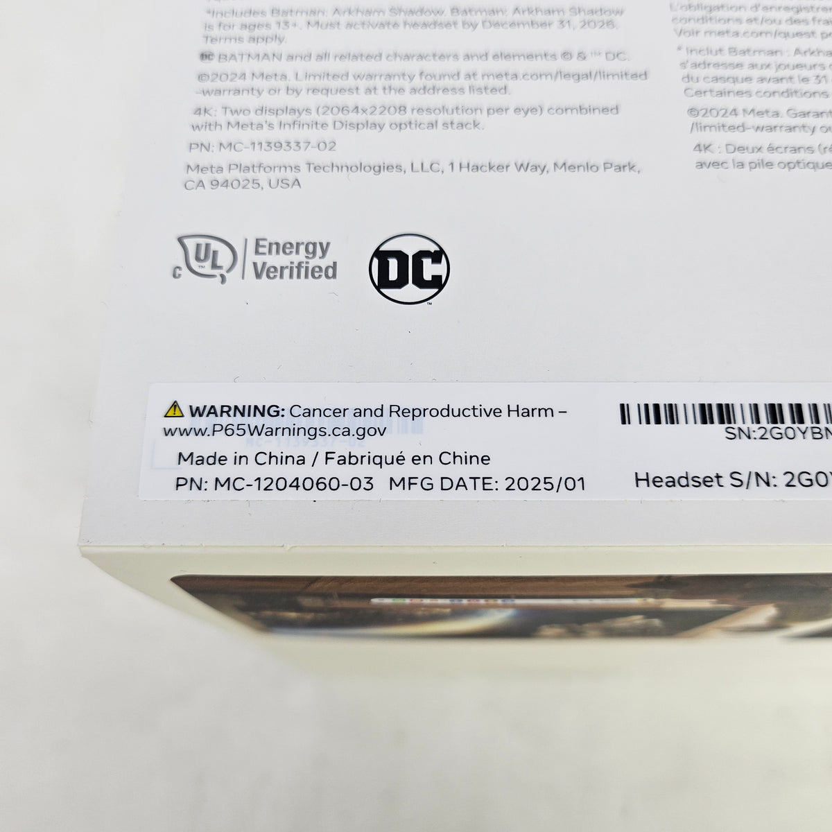 New Meta Quest 3 512GB VR Headset Batman Arkham Shadow Bundle MC-1204060-03