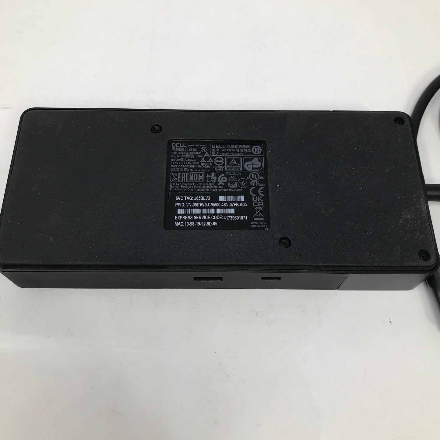 Dell WD22TB4 Thunderbolt Docking Station K20A