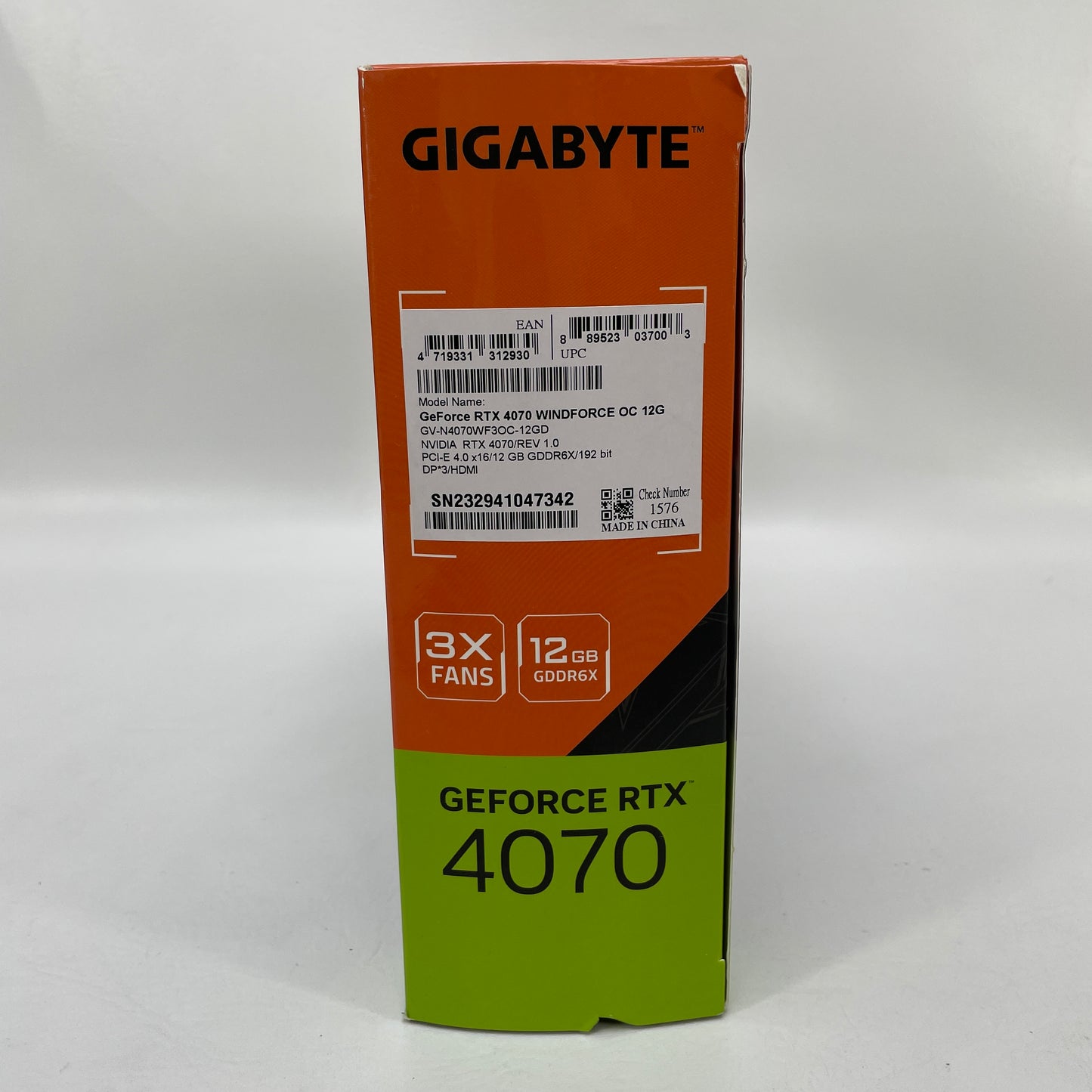 New Gigabyte GeForce RTX 4070 12GB GDDR6X Graphics Card GV-N4070WF3OC-12GD