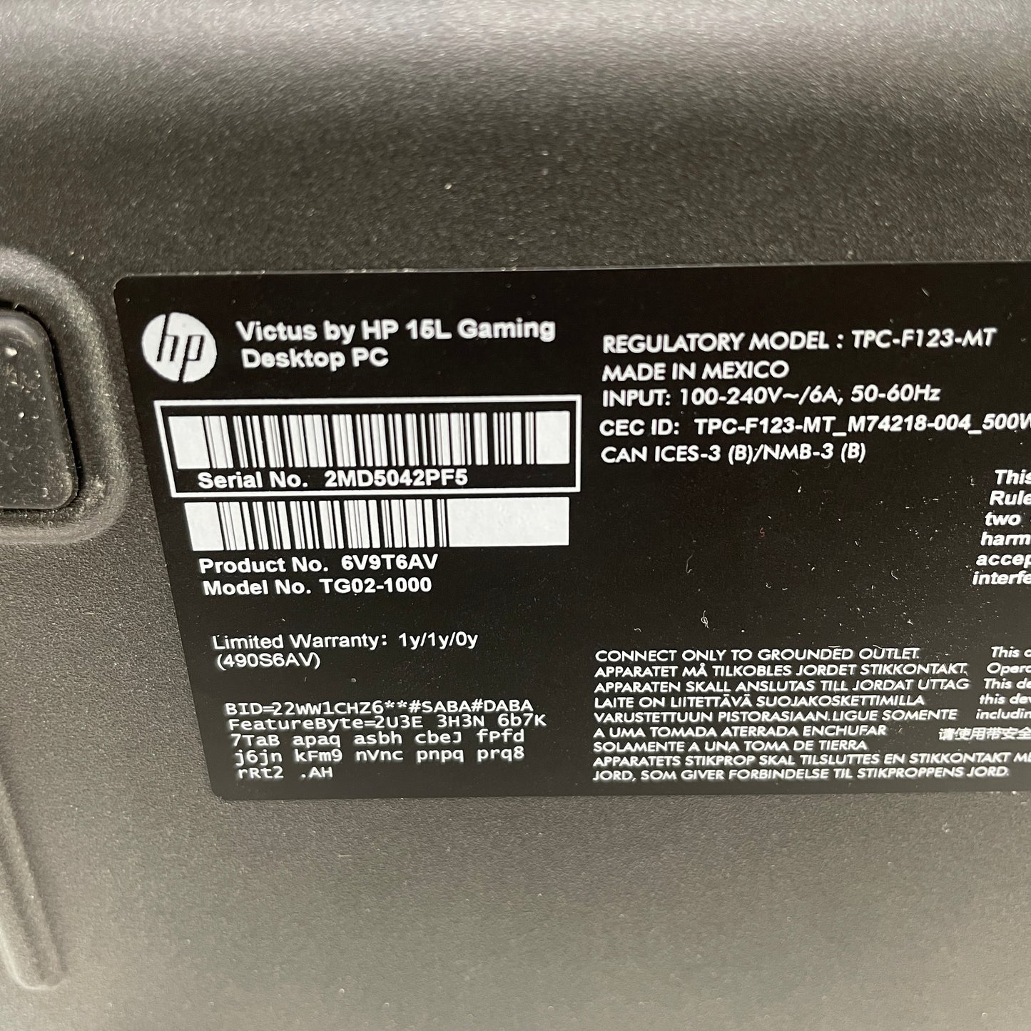 HP Victus 15L TG02-1000 i7-13700 2.10GHz 16GB RAM 512GB SSD GeForce RTX 4060