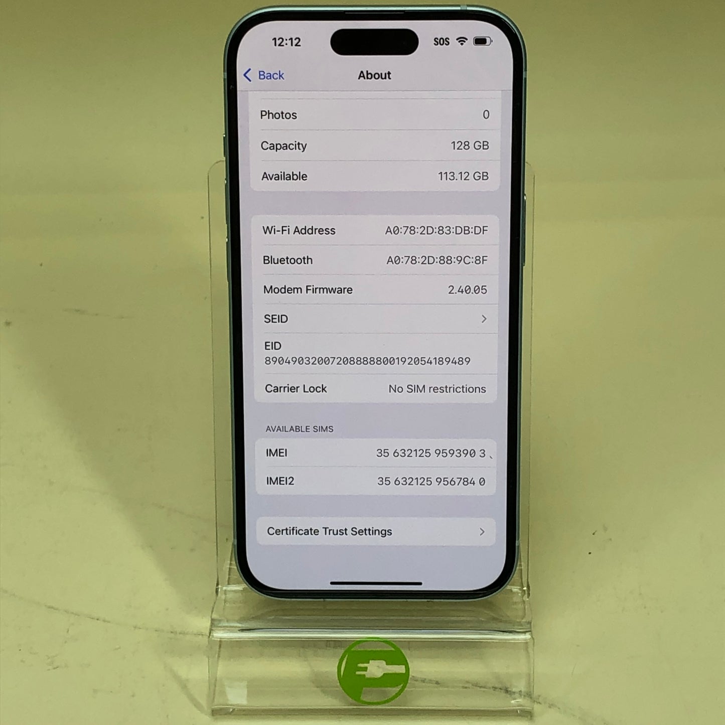 Unlocked Apple iPhone 15 128GB BLUE MTLY3LL/A