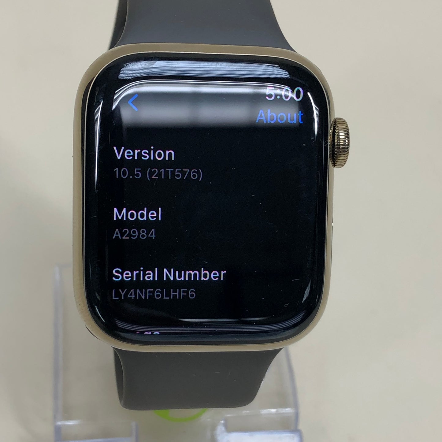 GPS Only Apple Watch Series 9 45MM Gold Stainless Steel Black Sport Band A2984