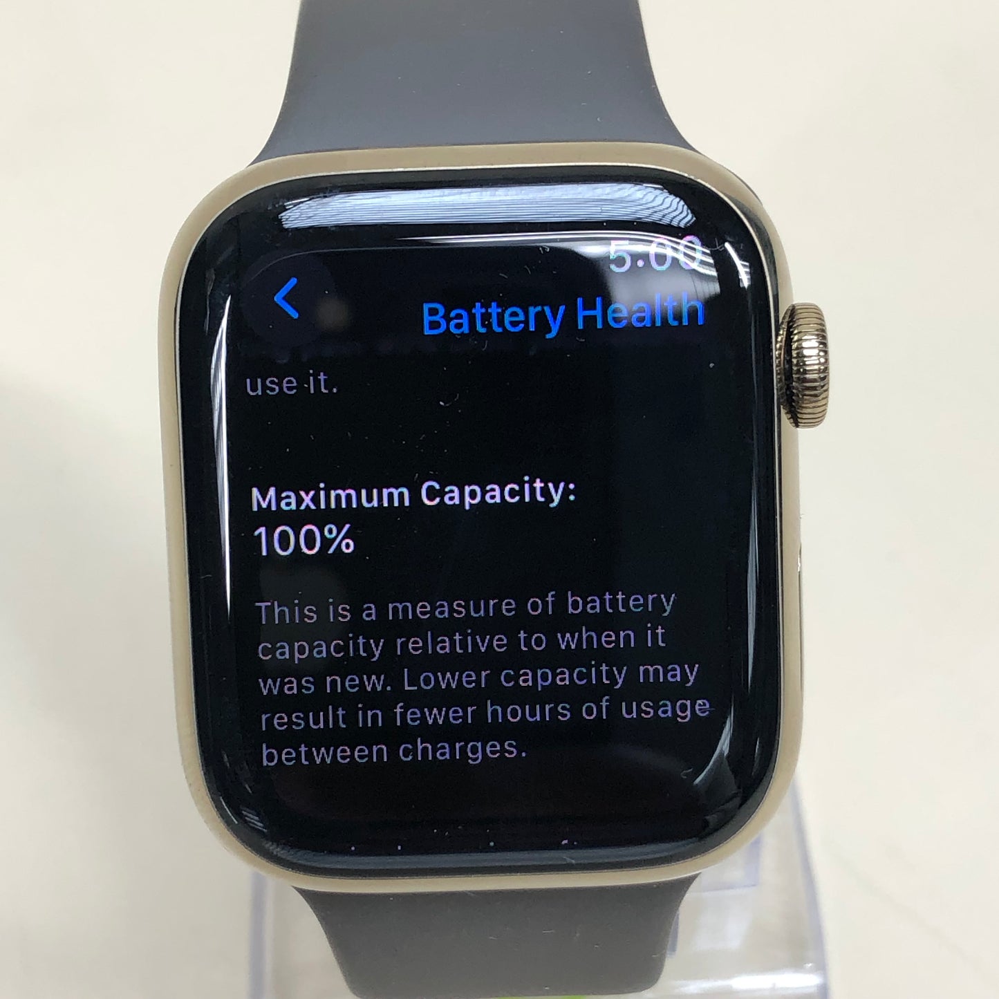GPS Only Apple Watch Series 9 45MM Gold Stainless Steel Black Sport Band A2984