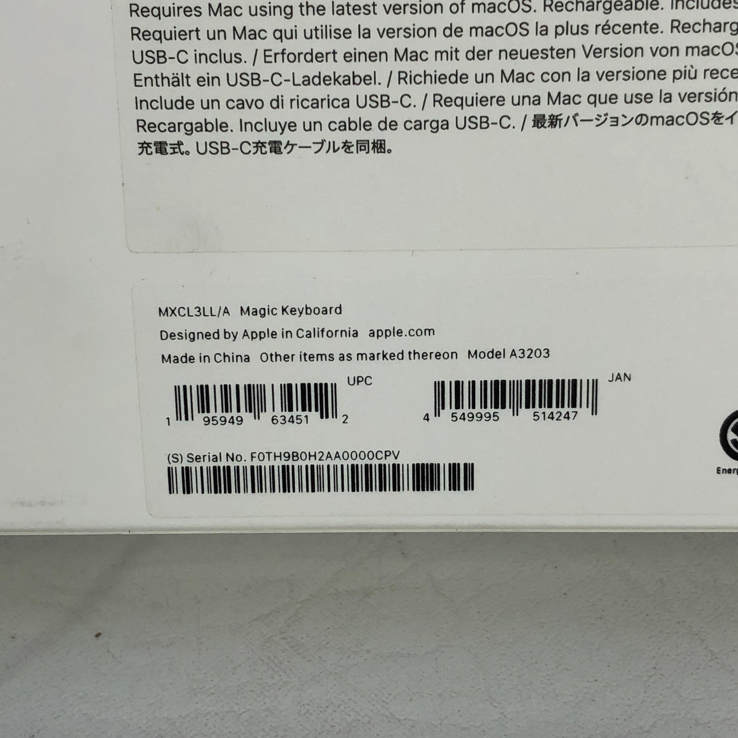 New Apple Magic Keyboard (USB-C) A3203 White