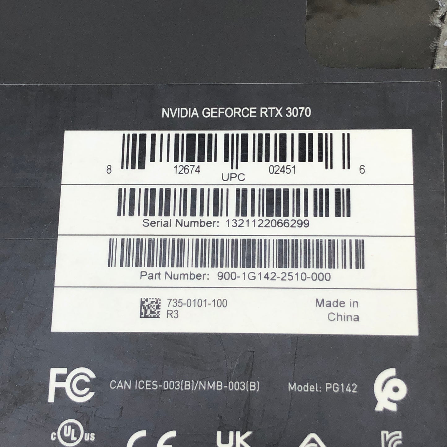 NVIDIA GeForce RTX 3070 8GB GDDR6 Graphics Card 9001G1422510000