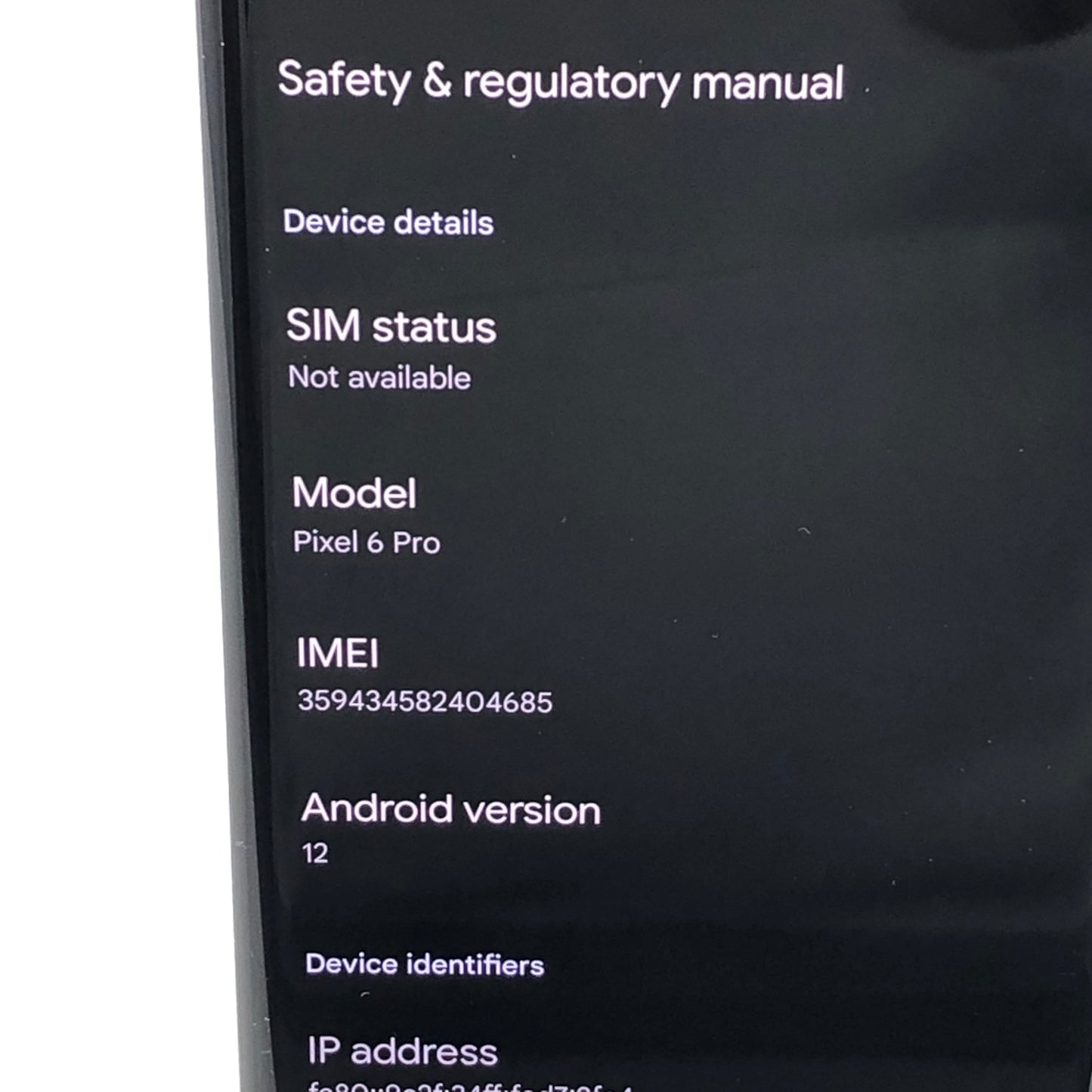 AT&T google Pixel 6 Pro 128GB Cloudy White GA03141-US