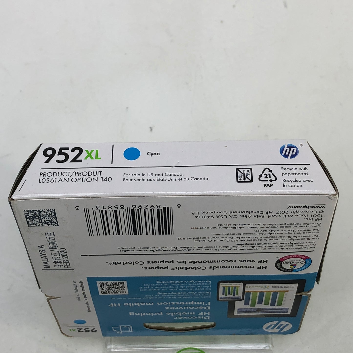 New HP 952XL Cyan Inkjet Cartridge L0S61AN
