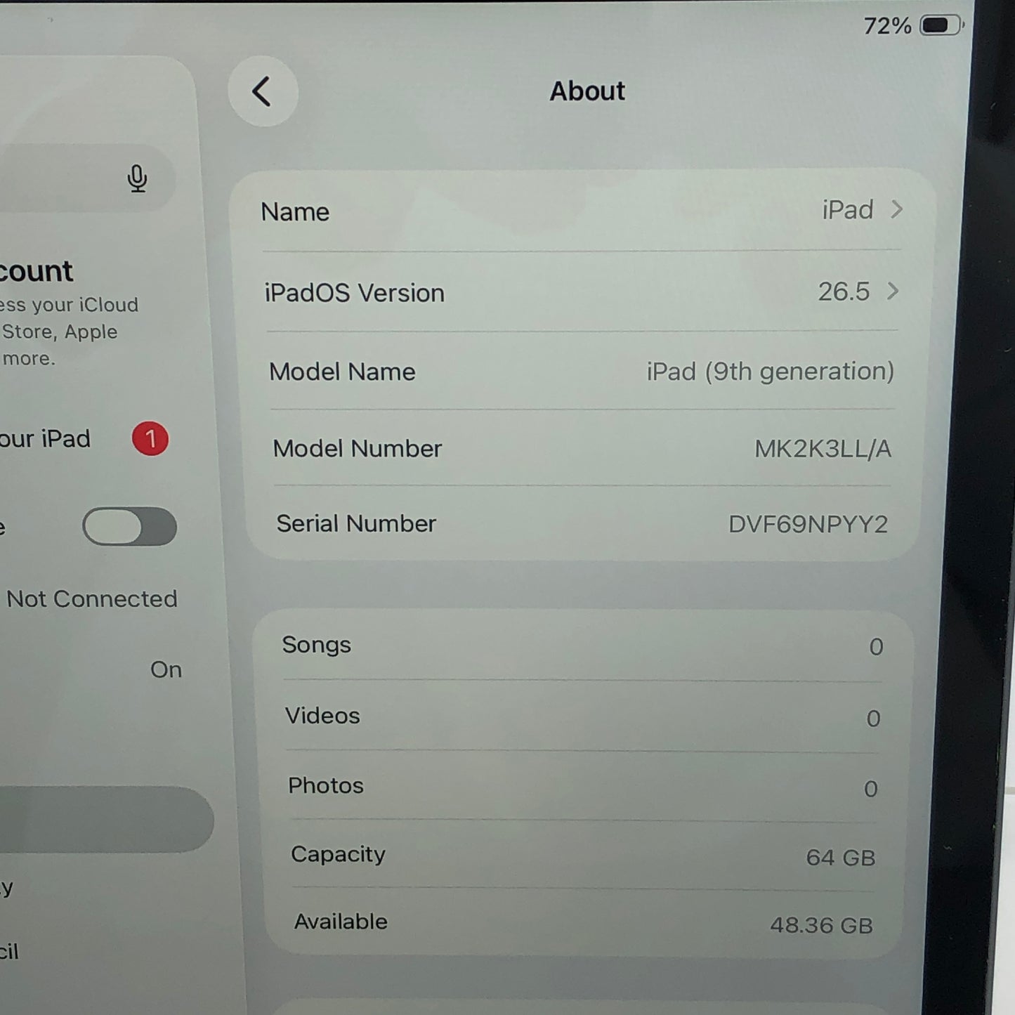 WiFi Only Apple iPad 9th Gen 64GB Silver MK2K3LL/A