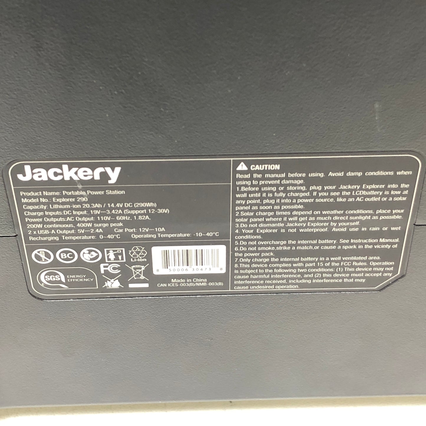 Jackery Explorer 290 Portable Power Station 290Wh 200W HTE032290 Tested Working