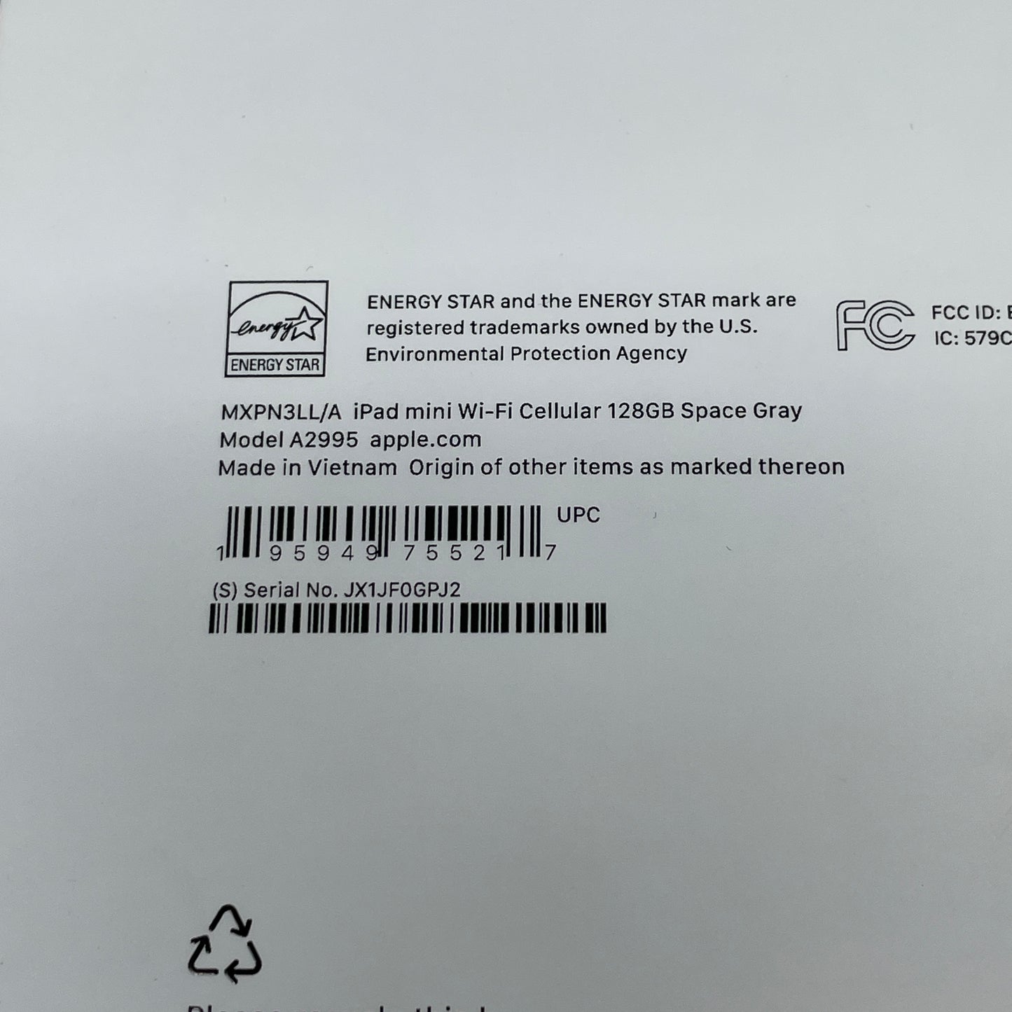 WiFi Only Apple iPad mini (A17 Pro) 128GB Space Gray MXPN3LL/A