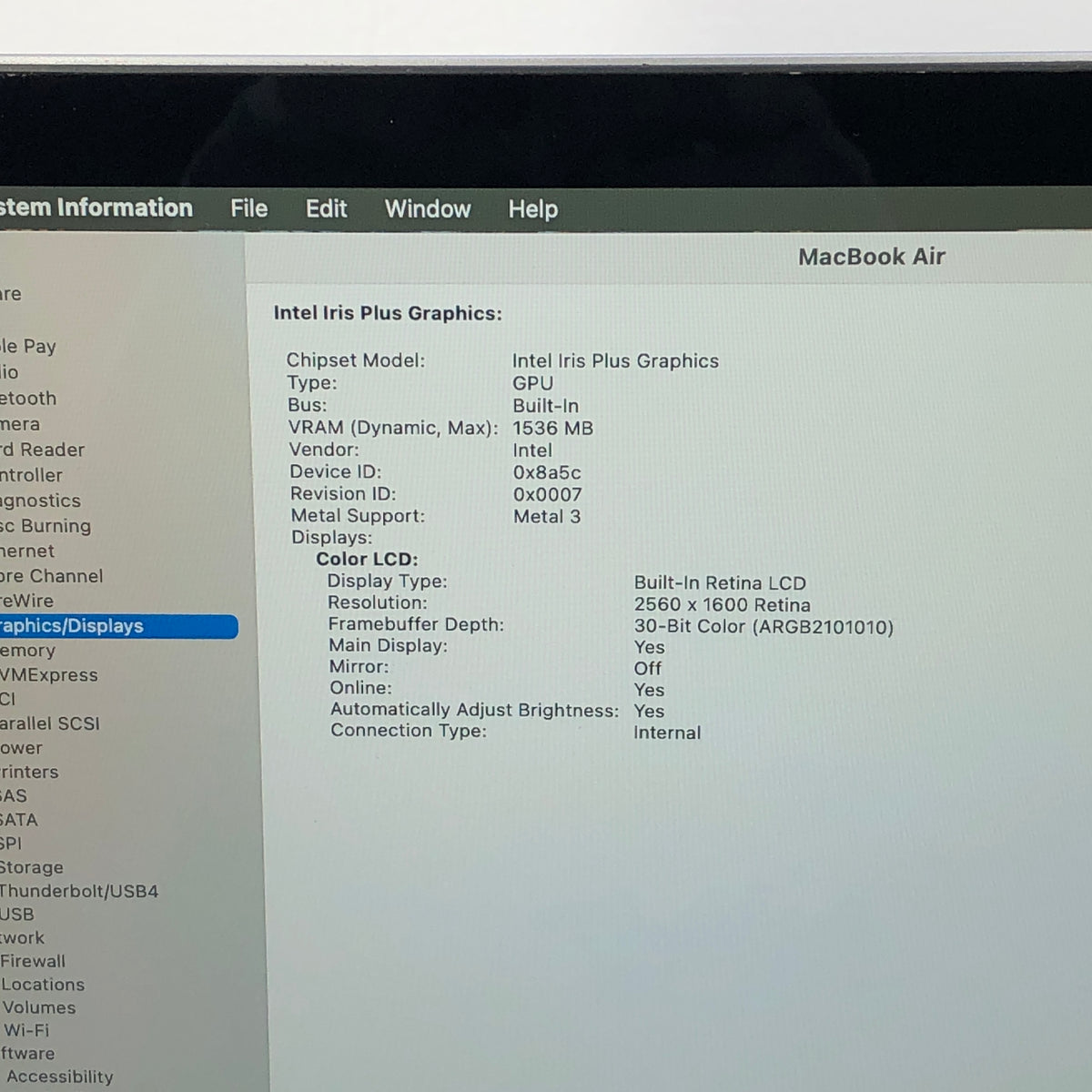 2020 Apple MacBook Air 13.3" i3 1.1GHz 8GB RAM 256GB SSD Space Gray A2179