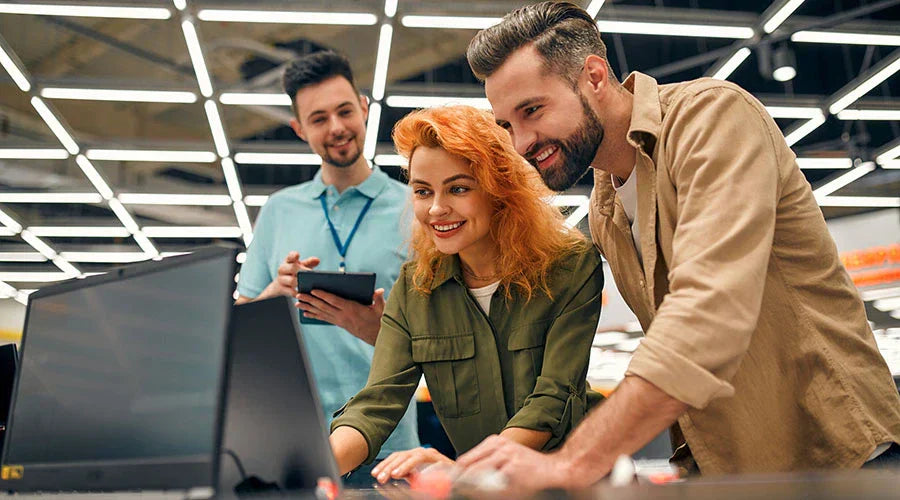 Customer selling a used smartphone at PayMore Rockville.