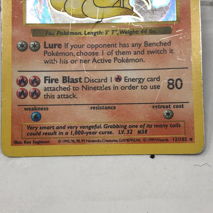 Pokémon TCG Base Set Ninetales (Shadowless) 12/102 Holo English