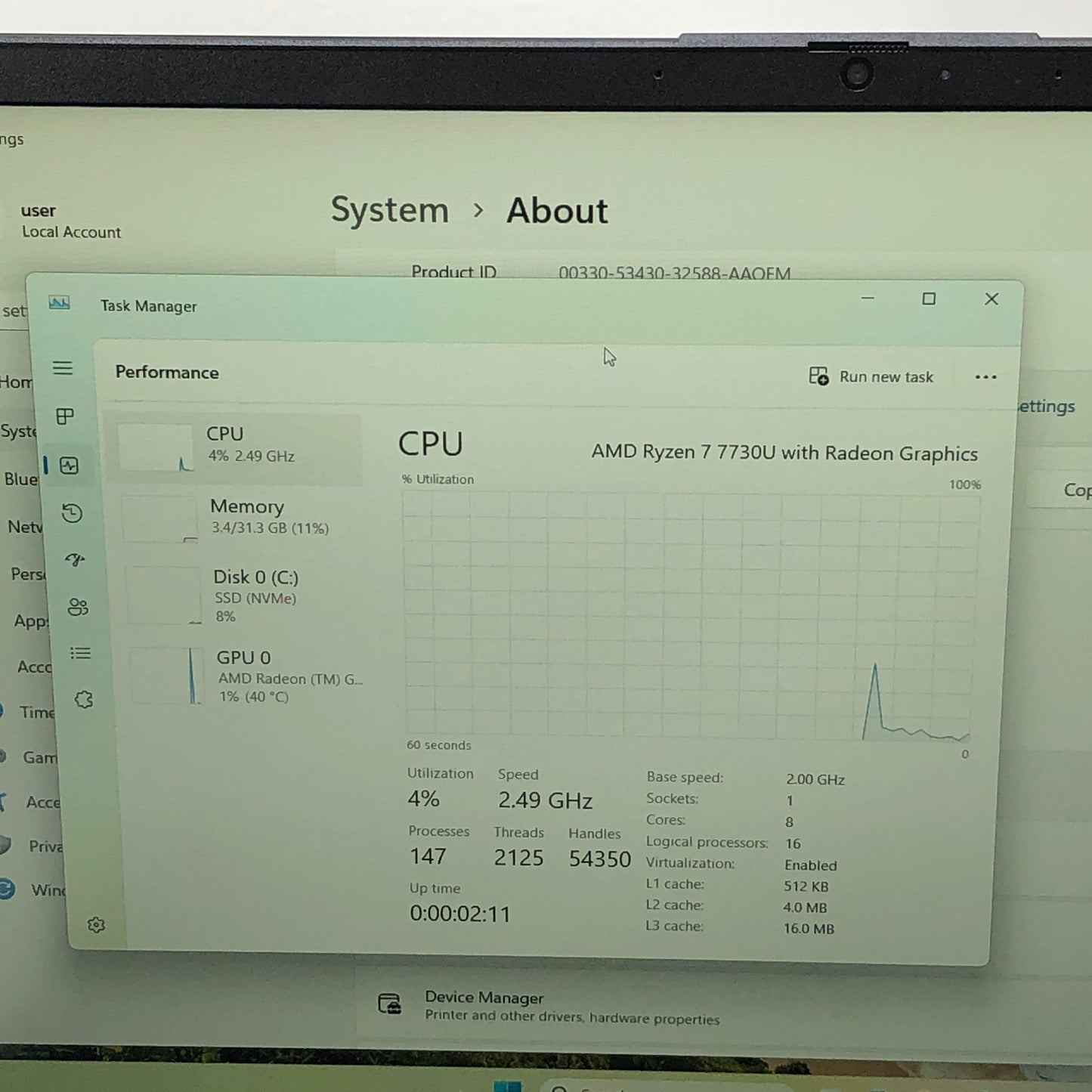 HP Laptop 255 G10 15.6" Ryzen 7 7730U 2.0GHz 32GB RAM 1TB SSD