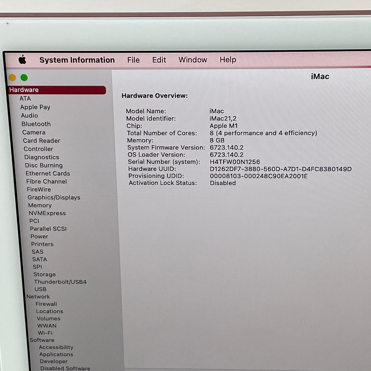 2021 Apple iMac 24" M1 3.2GHz 8GB RAM 256GB SSD Silver A2439 No Power Cord