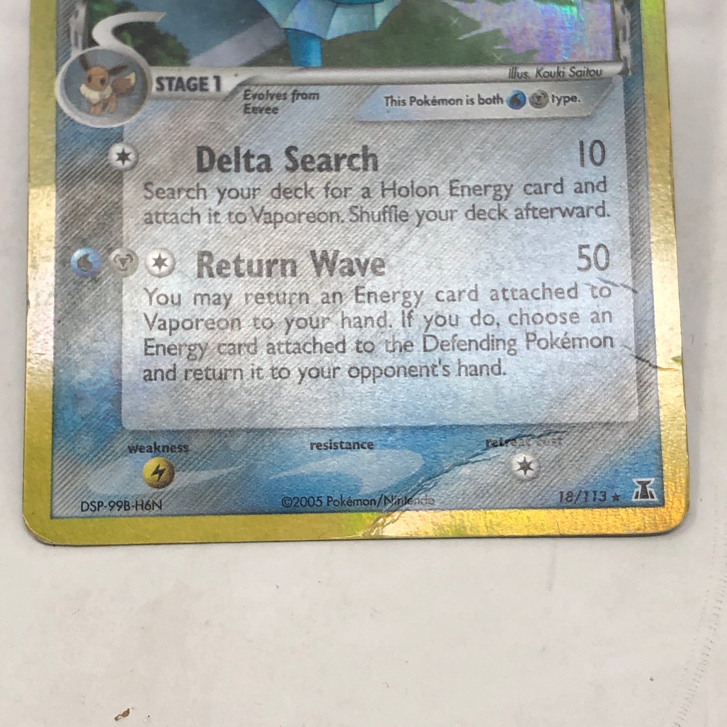 Pokémon TCG EX Delta Species Vaporeon 18/113 Holo English