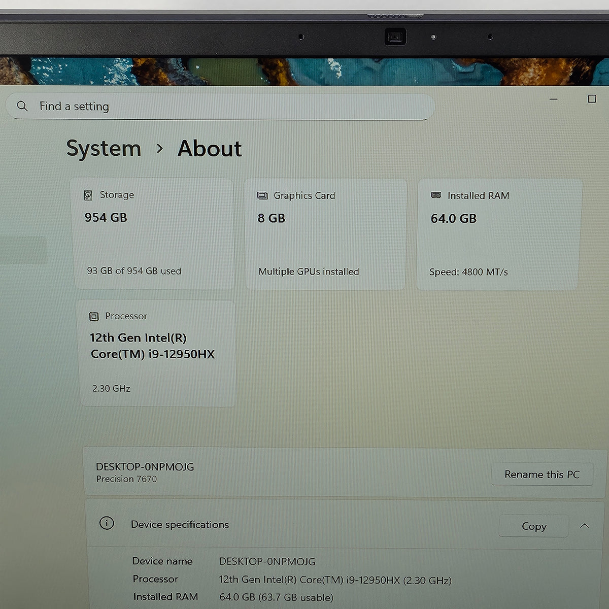 Dell Precision 7670 16" i9-12950HX 2.3GHz 64GB RAM 1TB SSD