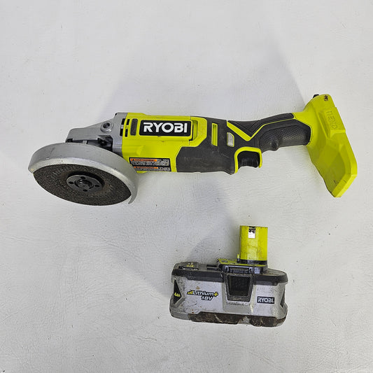 Ryobi ONE+ 18V Cordless 4-1/2" Angle Grinder PCL445 with 4.0 Ah Battery Combo