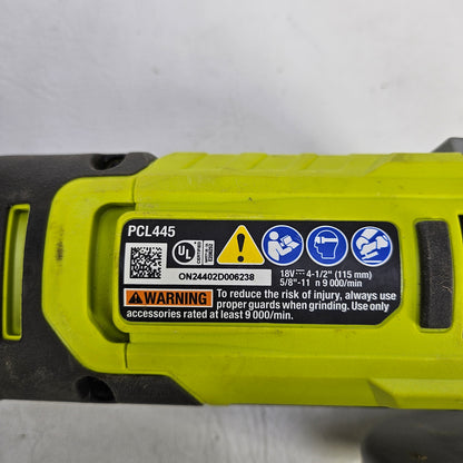 Ryobi ONE+ 18V Cordless 4-1/2" Angle Grinder PCL445 with 4.0 Ah Battery Combo