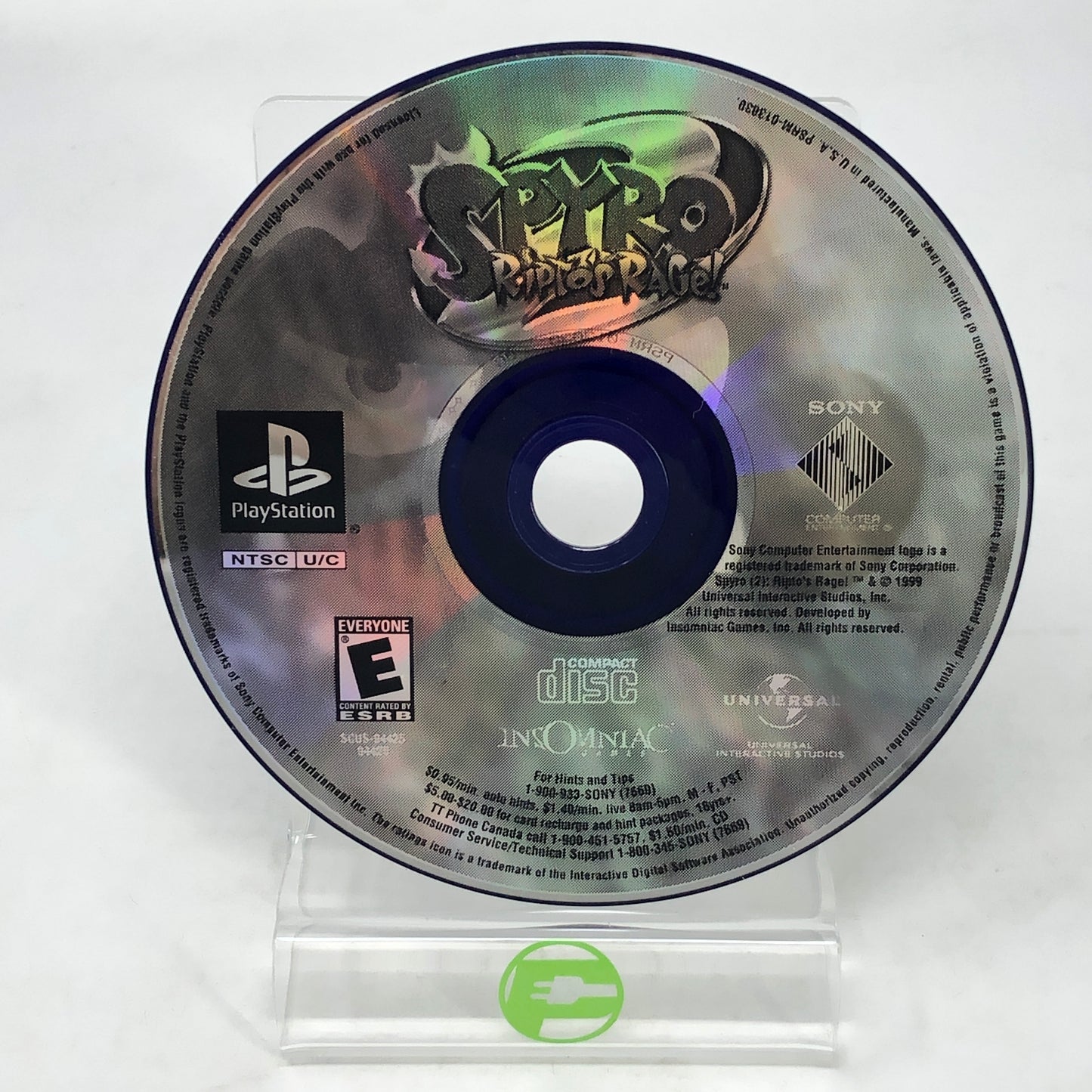 Spyro Ripto's Rage (Sony PlayStation 1 PS1, 1999) Disc Only