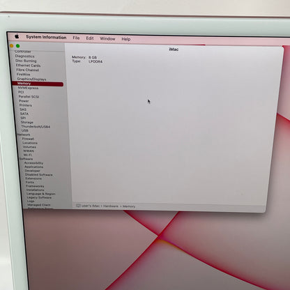 2021 Apple iMac 24" M1 3.2GHz 8GB RAM 256GB SSD Silver A2439 No Power Cord