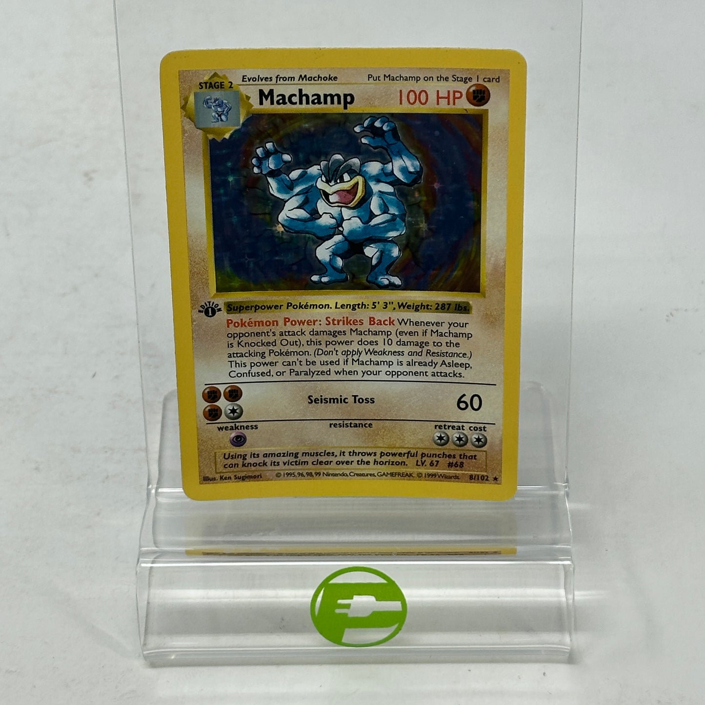 Pokémon TCG Base Set Machamp (1st Edition) (Shadowless) 8/102 Holo English