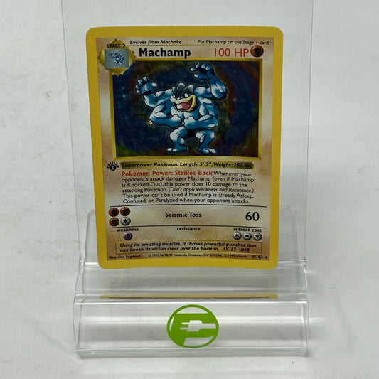 Pokémon TCG Base Set Machamp (1st Edition) (Shadowless) 8/102 Holo English