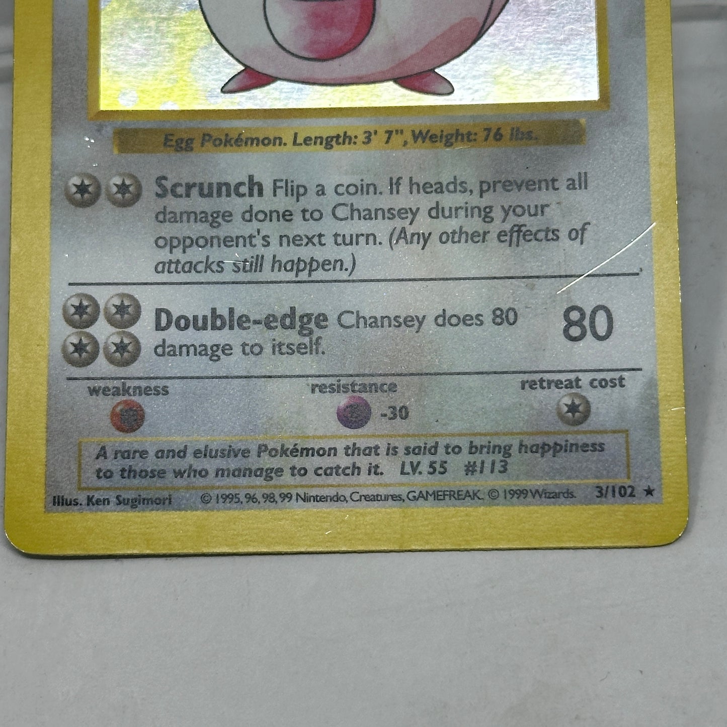 Pokémon TCG Base Set Chansey (Shadowless) 3/102 Holo English