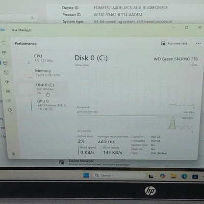 HP Laptop 255 G10 15.6" Ryzen 7 7730U 2.0GHz 32GB RAM 1TB SSD