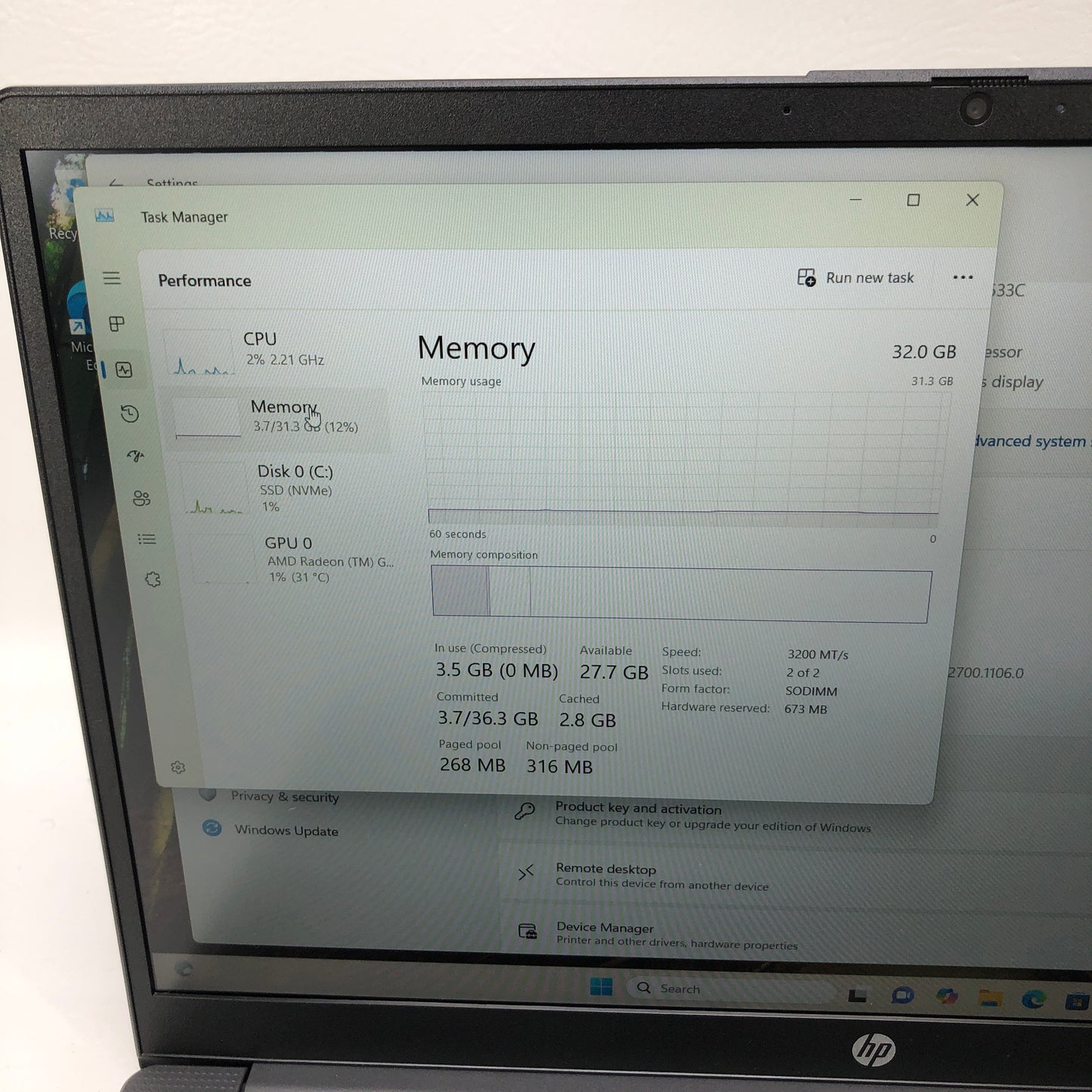 HP Laptop 255 G10 15.6" Ryzen 7 7730U 2.0GHz 32GB RAM 1TB SSD