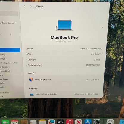 2022 Apple MacBook Pro 13.3" M2 8C GPU 3.5GHz 24GB RAM 1TB SSD A2338