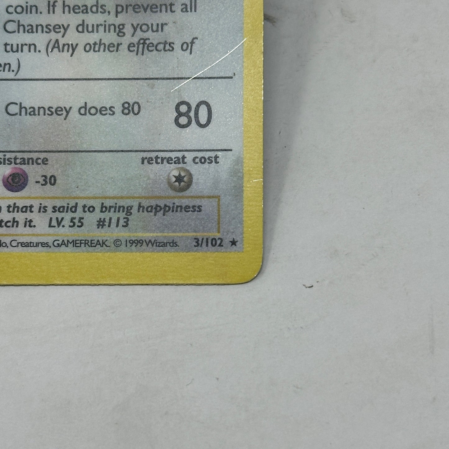 Pokémon TCG Base Set Chansey (Shadowless) 3/102 Holo English