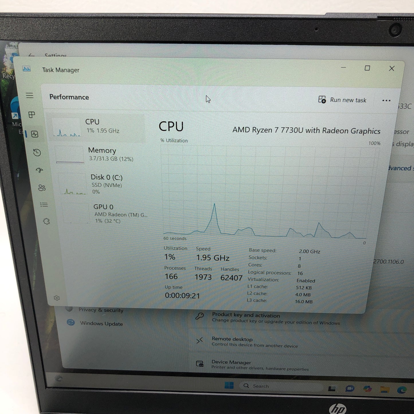 HP Laptop 255 G10 15.6" Ryzen 7 7730U 2.0GHz 32GB RAM 1TB SSD
