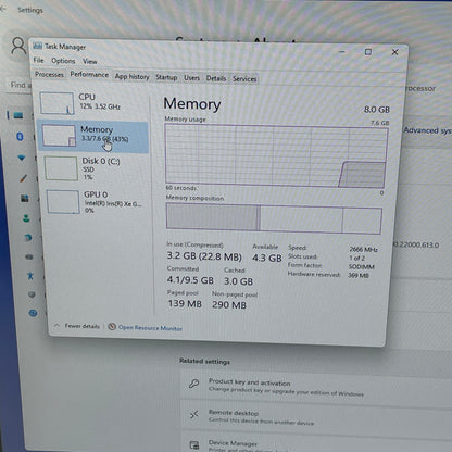 Small Crack Dell Inspiron 5400 24" AIO i5-1135G7 8GB RAM 512GB NVMe w/Power Cord