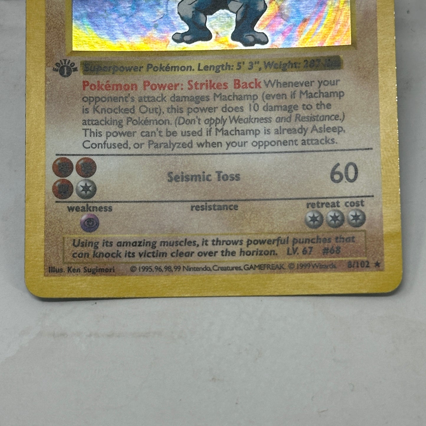 Pokémon TCG Base Set Machamp (1st Edition) (Shadowless) 8/102 Holo English