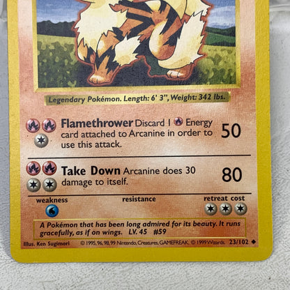Pokémon TCG Base Set Arcanine [Shadowless] 23/102 Regular English