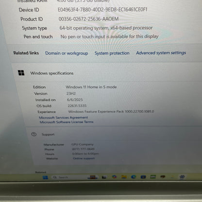 Gateway Ultra Slim GWNC31514-BK 15.6" i3-1115G4 3.0GHz 4GB RAM 128GB SSD