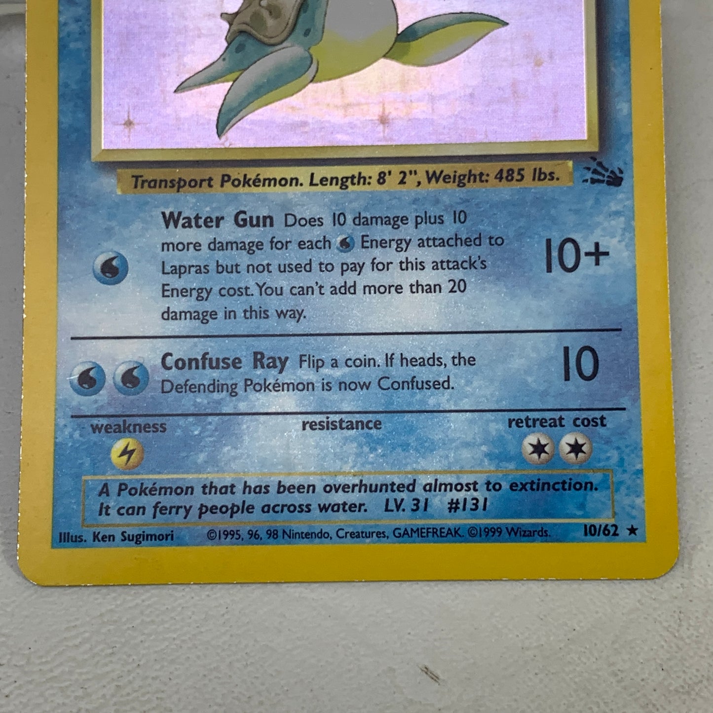 Pokémon TCG Fossil Lapras 10/62 Holo English