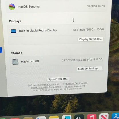 2022 Apple MacBook Air 13.6" M2 8C GPU 3.5GHz 16GB RAM 256GB SSD A2681