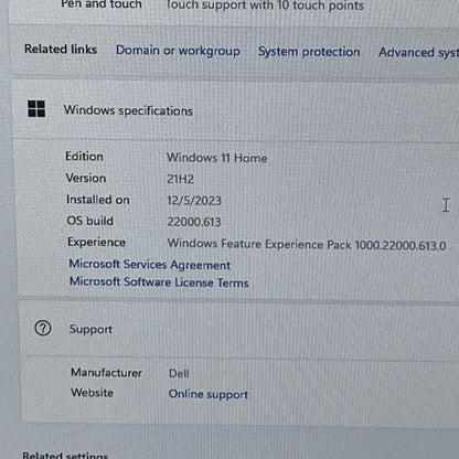 Small Crack Dell Inspiron 5400 24" AIO i5-1135G7 8GB RAM 512GB NVMe w/Power Cord