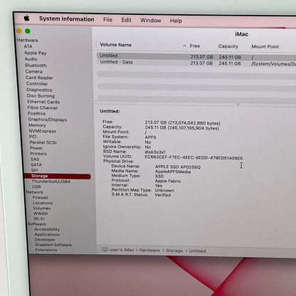 2021 Apple iMac 24" M1 3.2GHz 8GB RAM 256GB SSD Silver A2439 No Power Cord