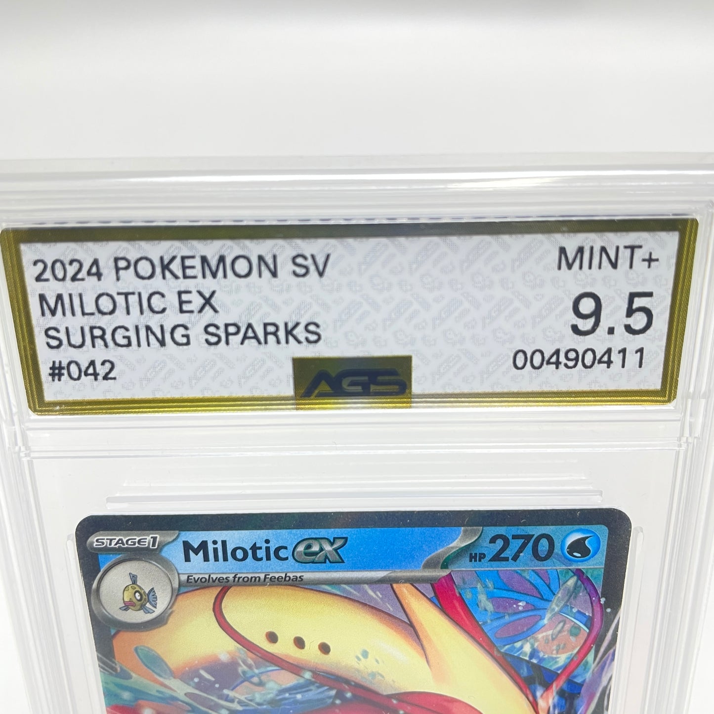 Pokémon TCG Surging Sparks Milotic EX 042/191 Holo English AGS 9.5