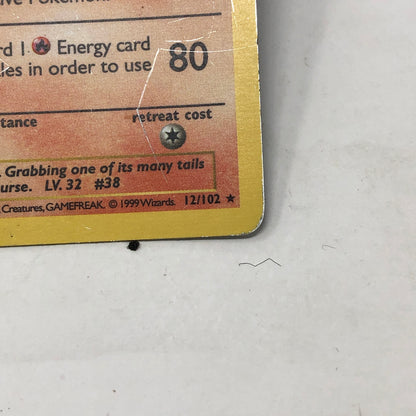 Pokémon TCG Base Set Ninetales (Shadowless) 12/102 Holo English