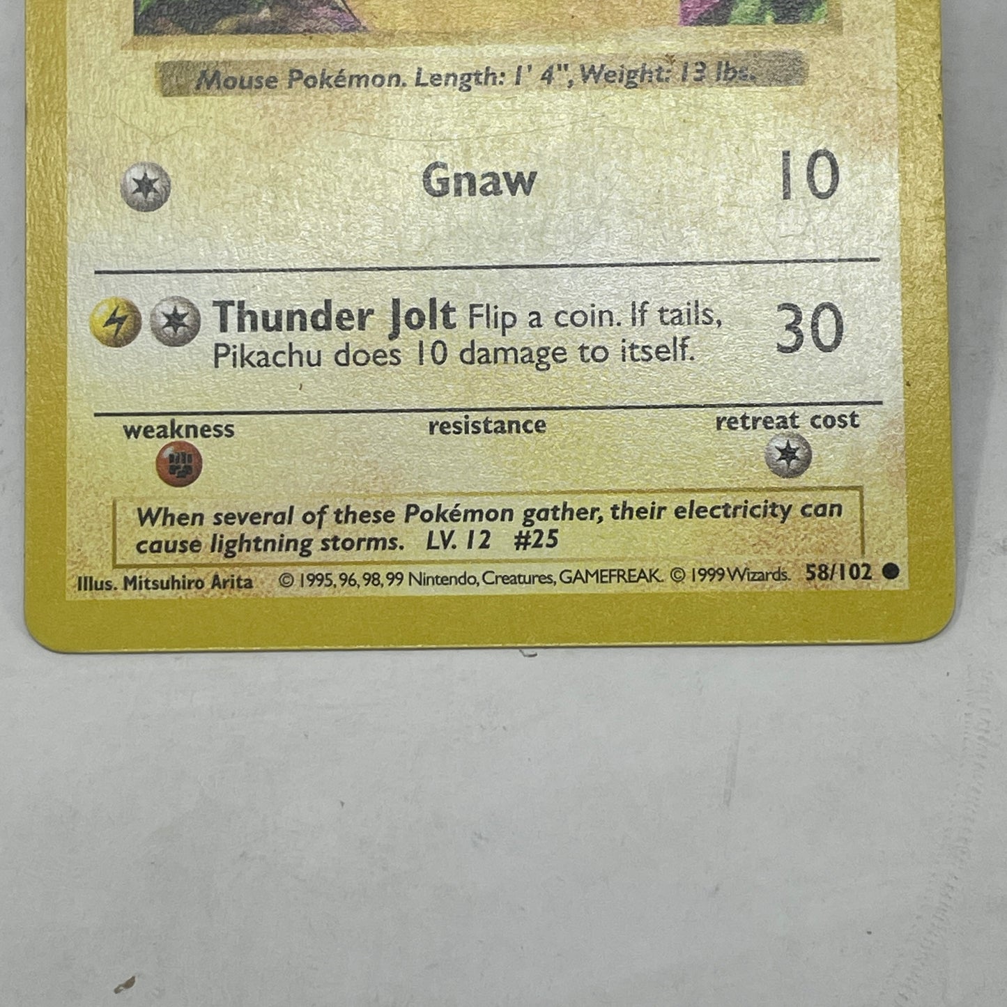 Pokémon TCG Base Set Pikachu (Yellow Cheeks) (Shadowless) 58/102 Regular English