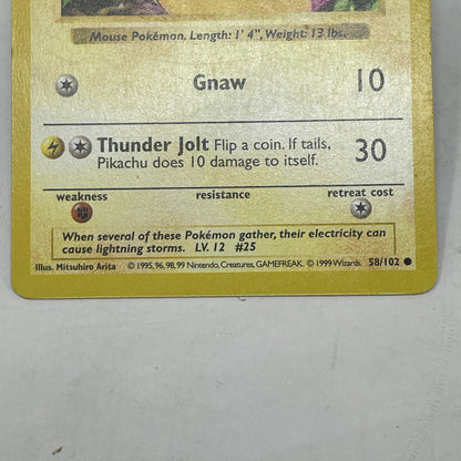 Pokémon TCG Base Set Pikachu (Yellow Cheeks) (Shadowless) 58/102 Regular English