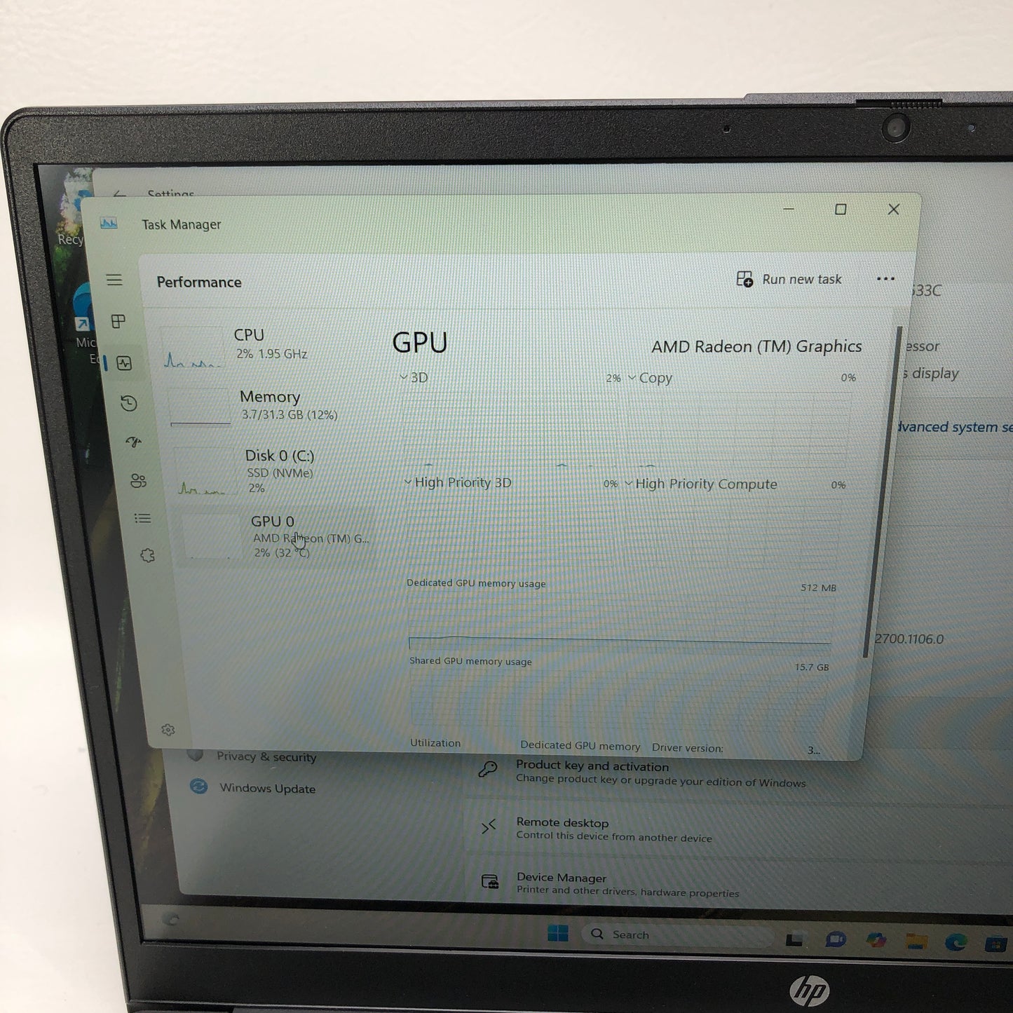 HP Laptop 255 G10 15.6" Ryzen 7 7730U 2.0GHz 32GB RAM 1TB SSD