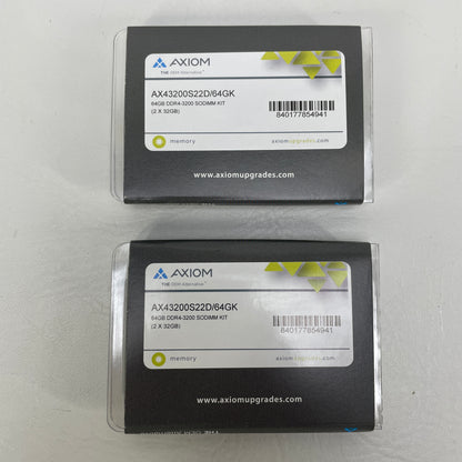 New Axiom DDR4-3200 SODIMM KIT 64GB (2x32GB) RAM DDR4 3200MHz AX43200S22D/64GK