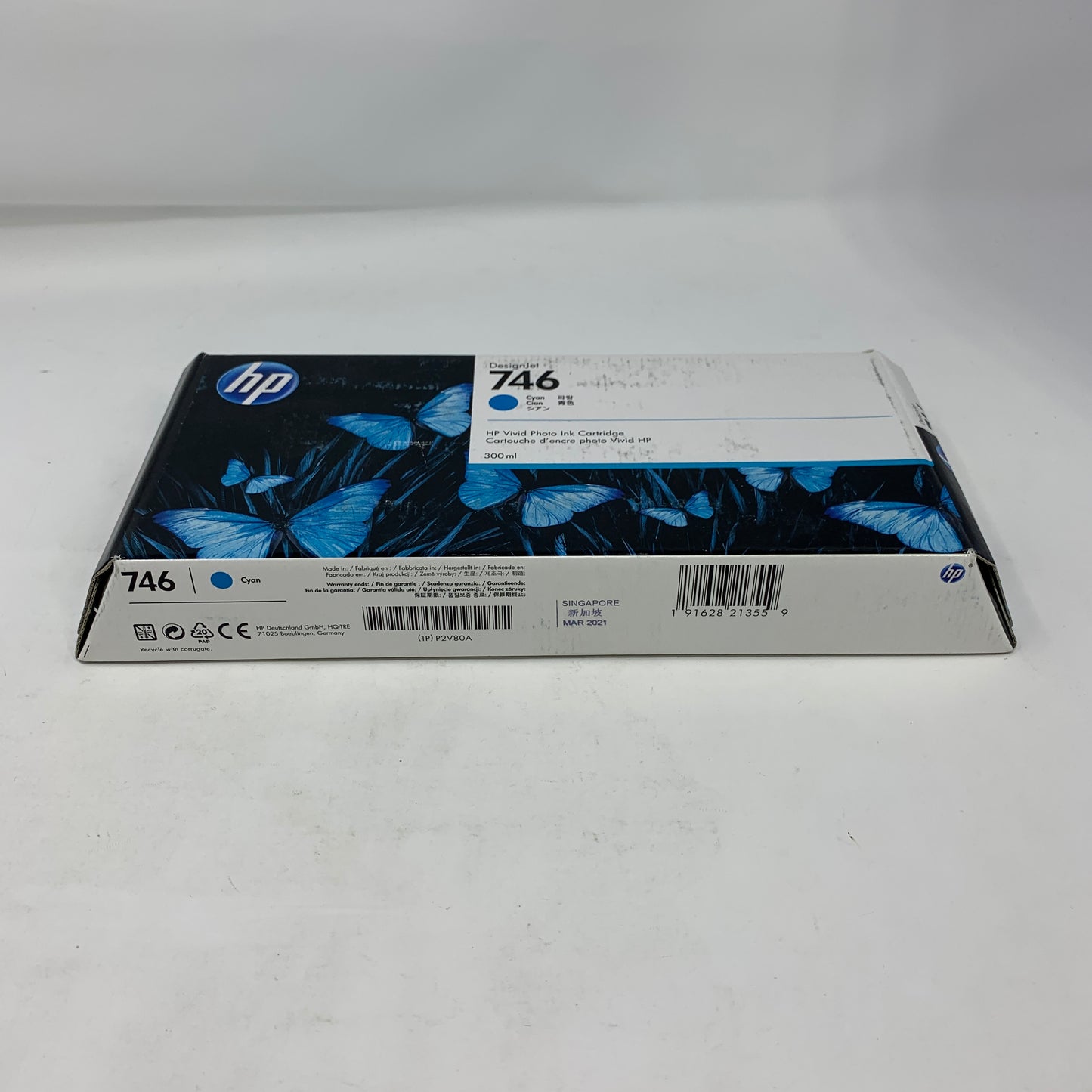 New HP 746 300-ml Cyan DesignJet Ink Cartridge, P2V80A