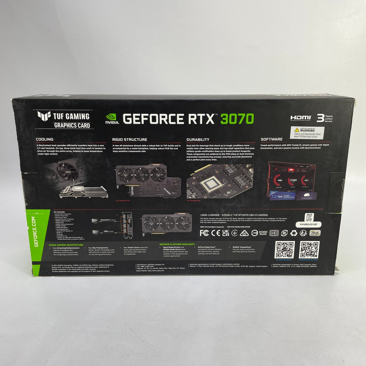New Asus GeForce RTX 3070 8GB GDDR6 Graphics Card TUF-RTX3070-08G-V2-GAMING