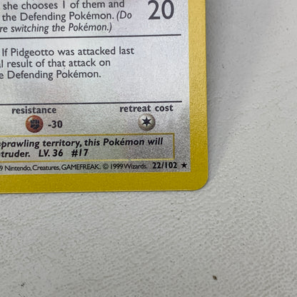 Pokémon TCG Base Set Pidgeotto [Shadowless] 22/102 Regular English